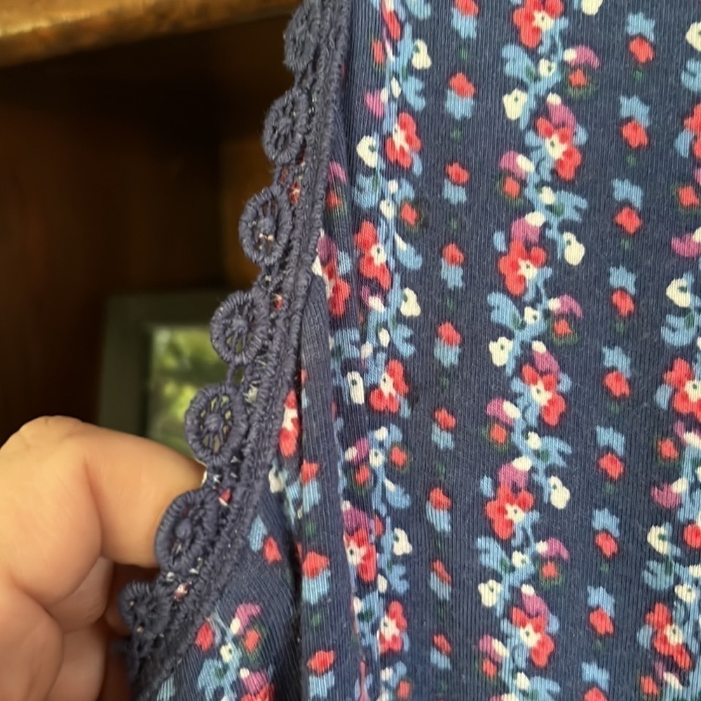 MATILDA JANE Beyond the Horizon Navy Blue/Coral/Purple/White Floral Top,GUC. - Picture 7 of 9